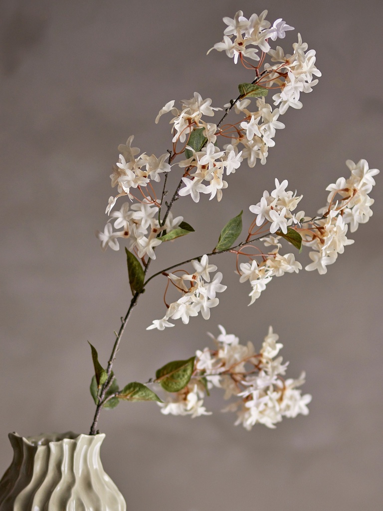 Tige de myrte, blanche, fleurs artificielles