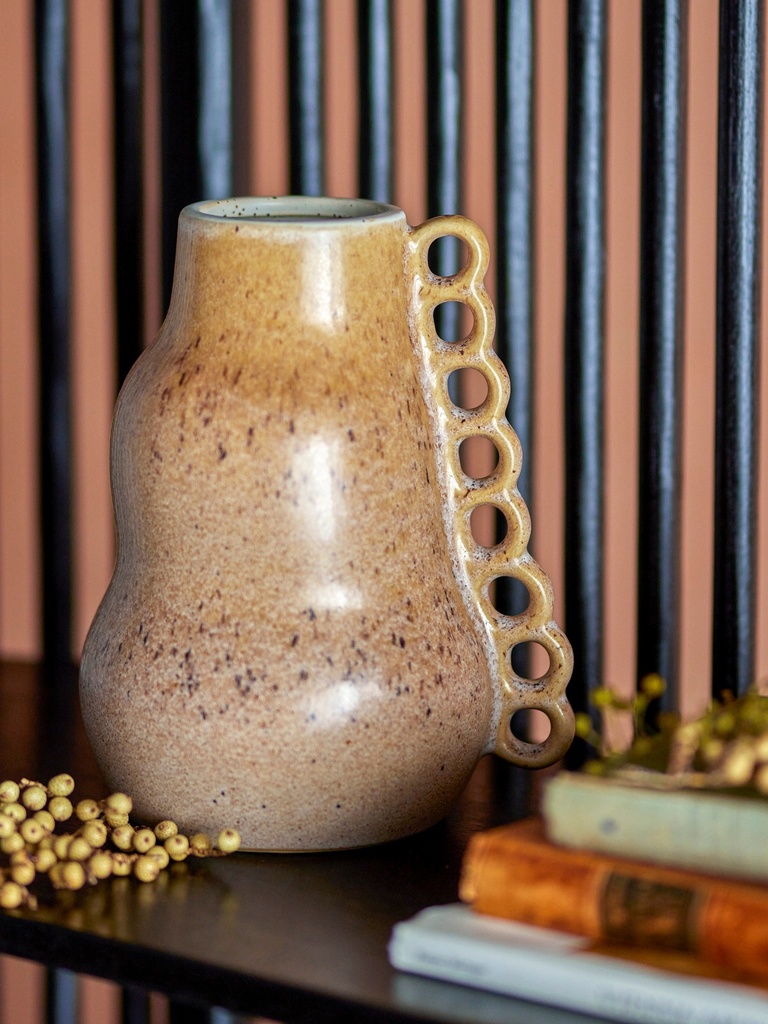 Vase Sourire en grès marron