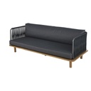 Canapé de jardin Amalfi 2/3 places en corde tressée gris anthracite et bois d'acacia massif