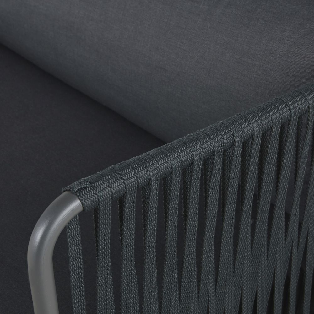 Canapé de jardin Amalfi 2/3 places en corde tressée gris anthracite et bois d'acacia massif