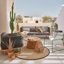 Canapé de jardin Amalfi 2/3 places en corde tressée gris anthracite et bois d'acacia massif