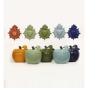 Boîte pomme en céramique kaki D16,7 H17cm