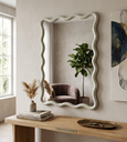 Miroir ondule rectangle gm ivoire H60cm