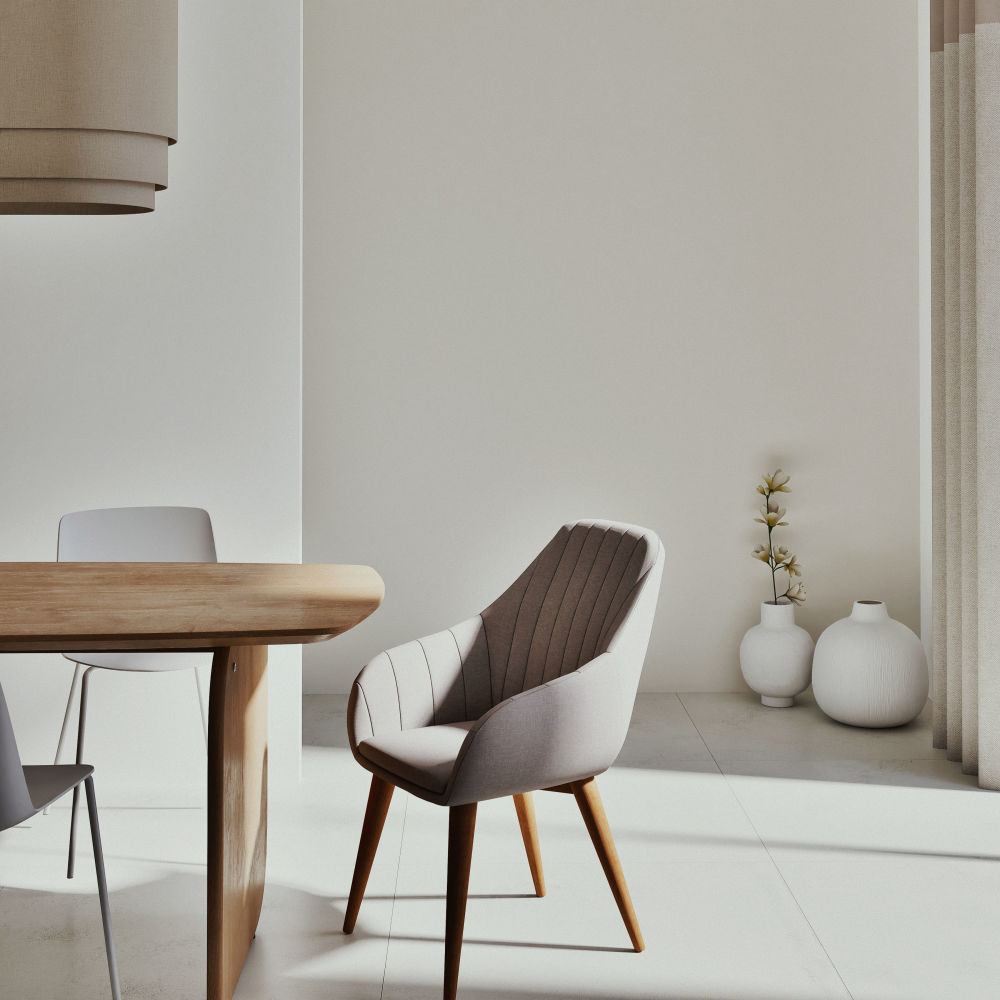 Lot de 2 Fauteuils de table gris clair Archie et pieds en bois de chêne