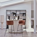 Lot de 2 Chaises hautes de bar Kate Business effet cuir camel et pieds en acier noir