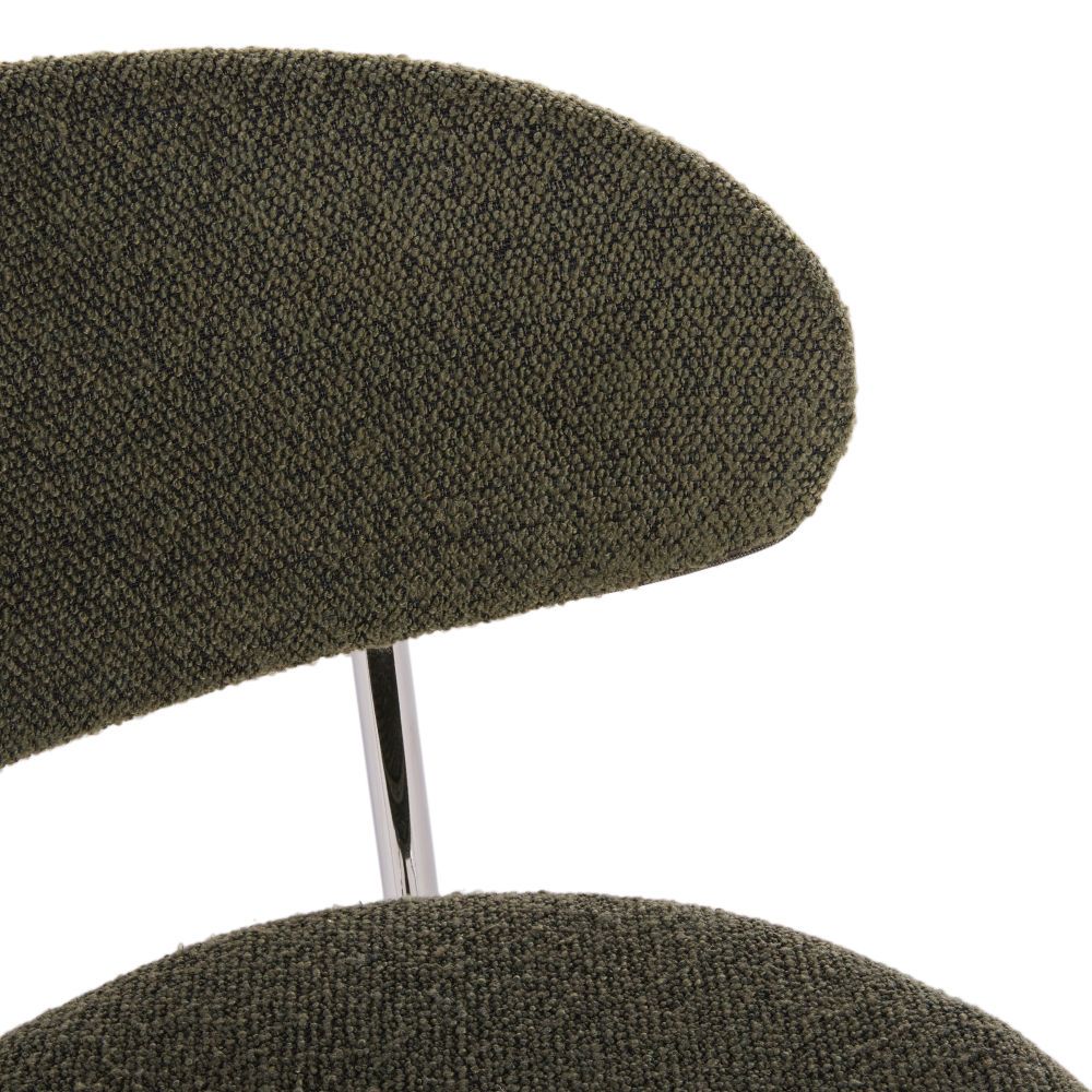 Lot de 2 Chaises hautes de bar Charlotte Business en acier chromé et bouclettes vert kaki