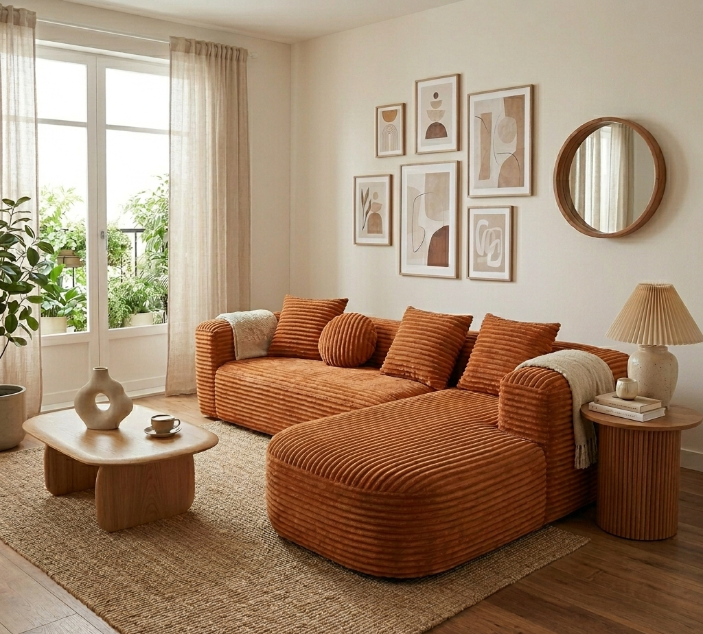 Canapé d'angle gauche Cesare 4-5 places en tissu côtelé rustrel orange.png