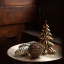 Lot de 6 Boule de Noël pomme de pin séchée marron et argentée