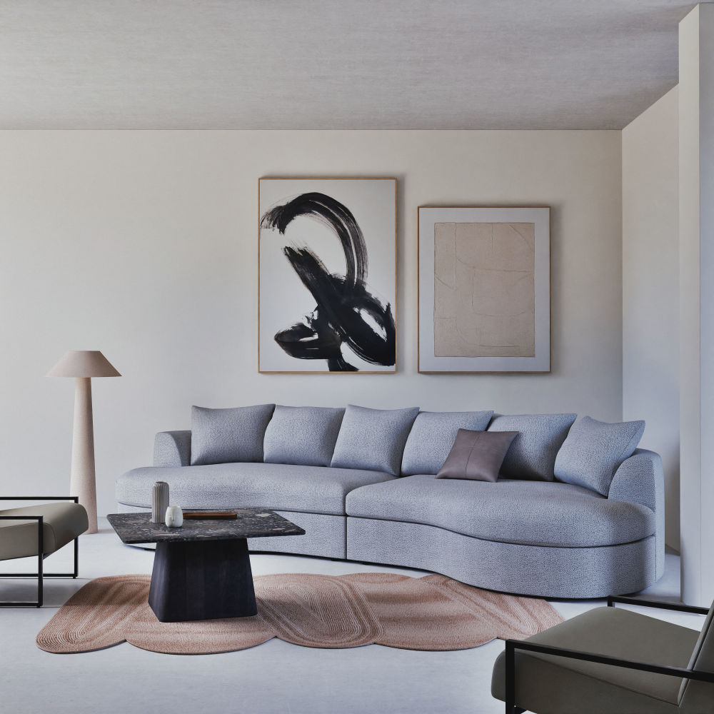 Canapé Seal XL 6/7 places bouclettes gris clair chiné