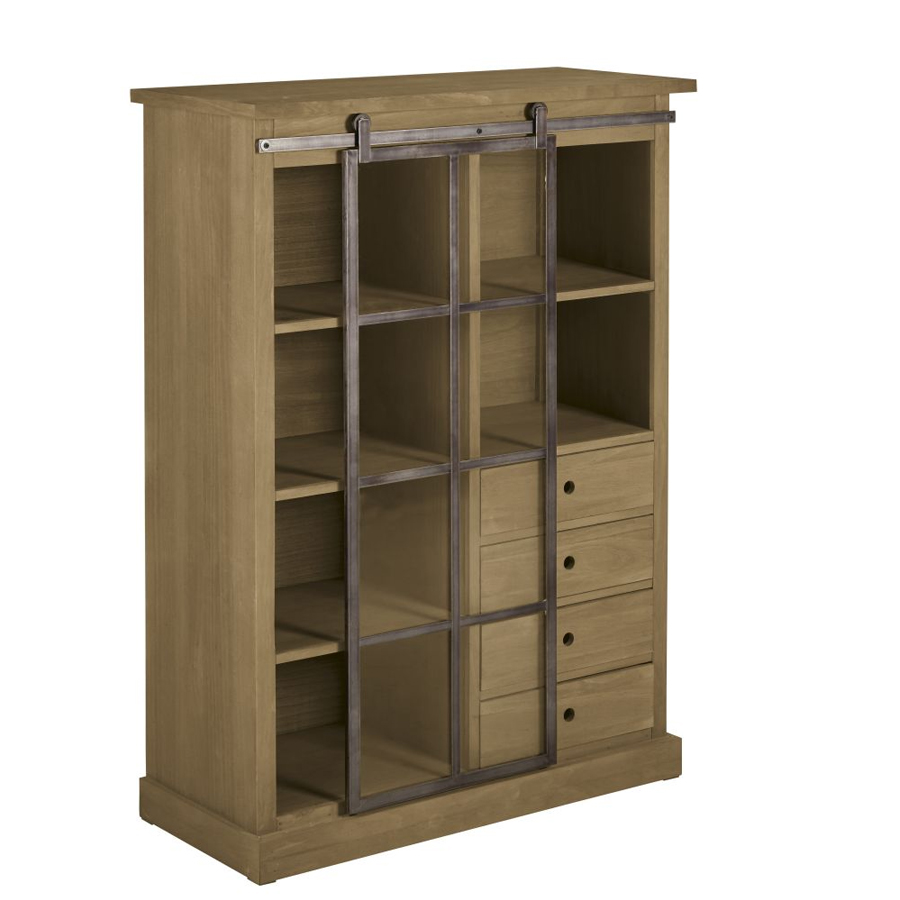 BAUDRY - Vitrine 1 porte coulissante et 4 tiroirs