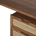 Bureau Santa Fe 2 tiroirs en bois d'acacia massif et cannage en rotin