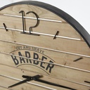 Horloge murale Barber lattes en sapin imprimé et métal noir D95