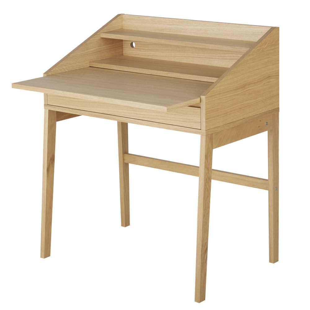Bureau pupitre beige Larsen 1 niche et plateau coulissant