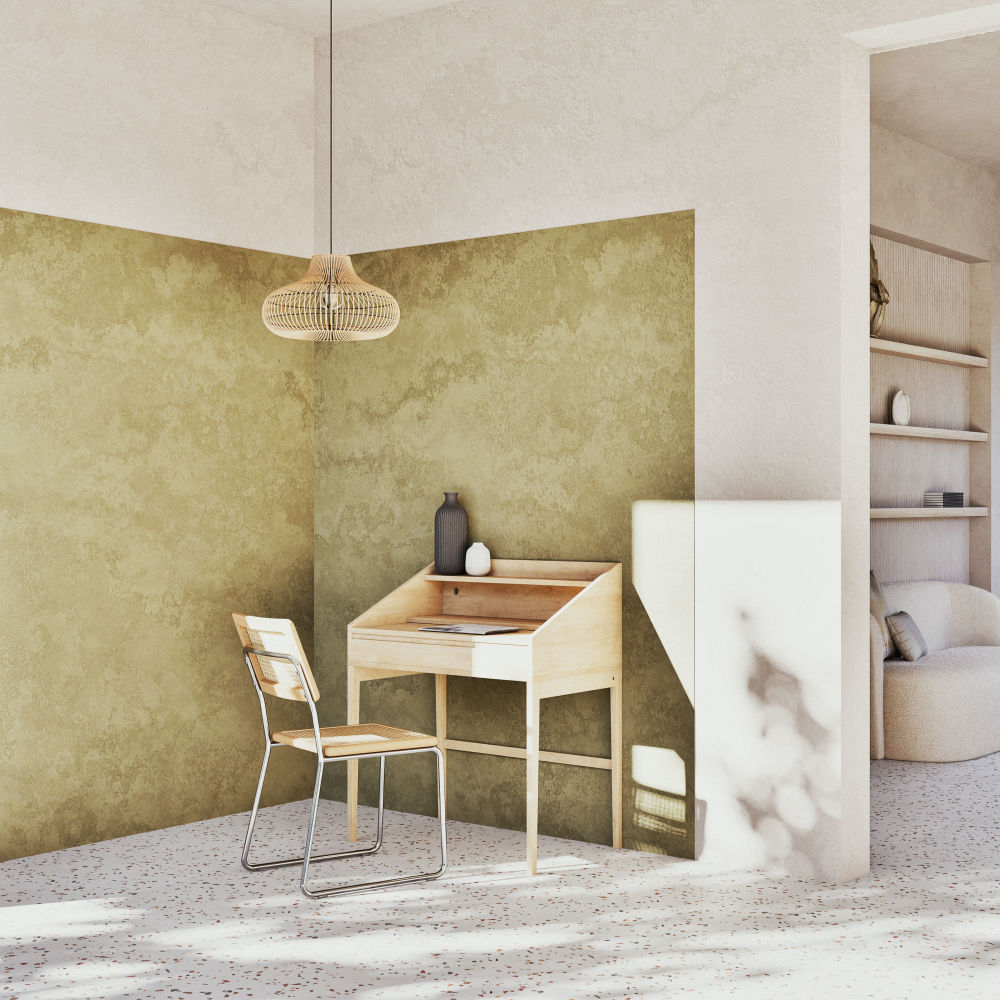 Bureau pupitre beige Larsen 1 niche et plateau coulissant