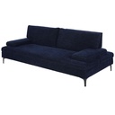 Canapé Oward 3 places dossier avance-recule en textile velouté bleu nuit