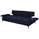 Canapé Oward 3 places dossier avance-recule en textile velouté bleu nuit