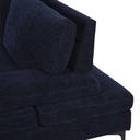 Canapé Oward 3 places dossier avance-recule en textile velouté bleu nuit