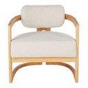 Fauteuil Tripode bouclettes écrues et bois d'hévéa