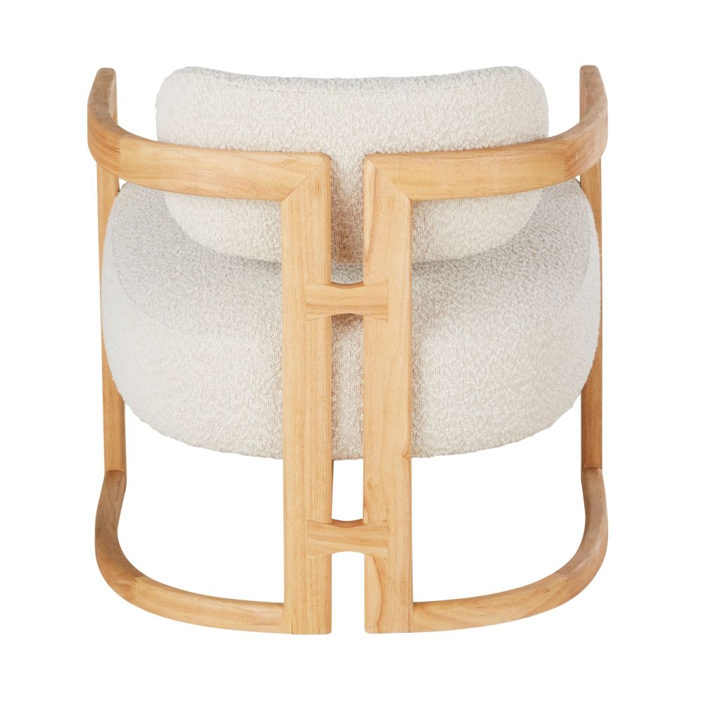 Fauteuil Tripode bouclettes écrues et bois d'hévéa