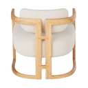 Fauteuil Tripode bouclettes écrues et bois d'hévéa