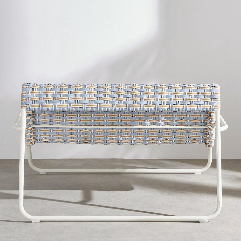 Banquette de jardin Antheor 2 places en acier coloris argile et résine tressée recyclée multicolore