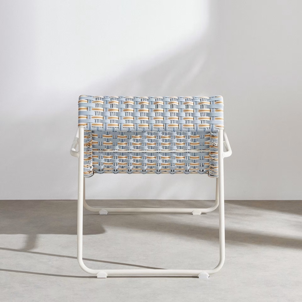 Fauteuil de jardin Antheor en acier coloris argile et résine tressée multicolore