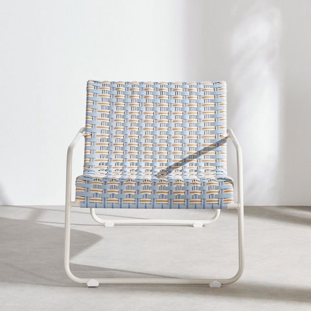 Fauteuil de jardin Antheor en acier coloris argile et résine tressée multicolore