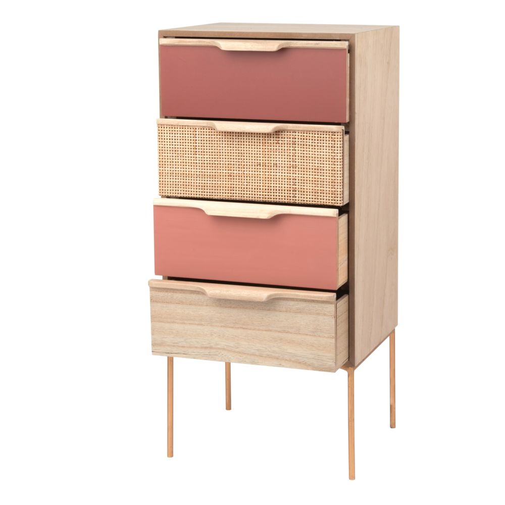 Petit meuble de rangement Azuki 4 tiroirs en métal doré