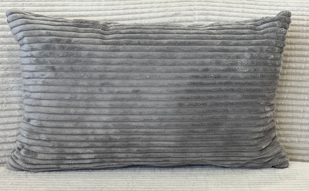 Coussin Mireille en coton côtelé gris 30x50