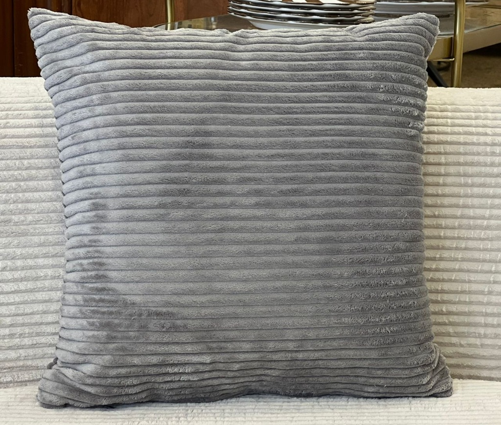 Coussin Mireille en coton côtelé gris