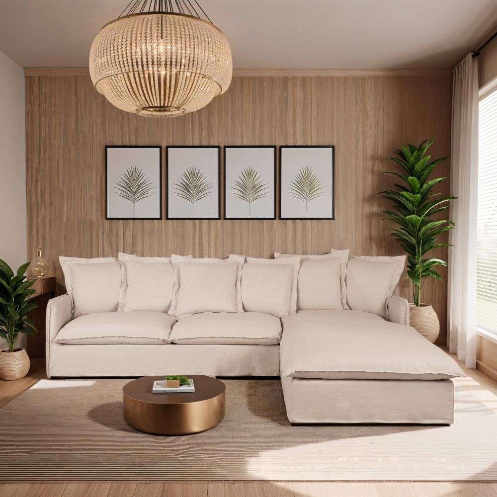 Siège spacieux - Canapé BARCELONE 4/5 places avec revêtement beige pour un style cosy au Sénégal