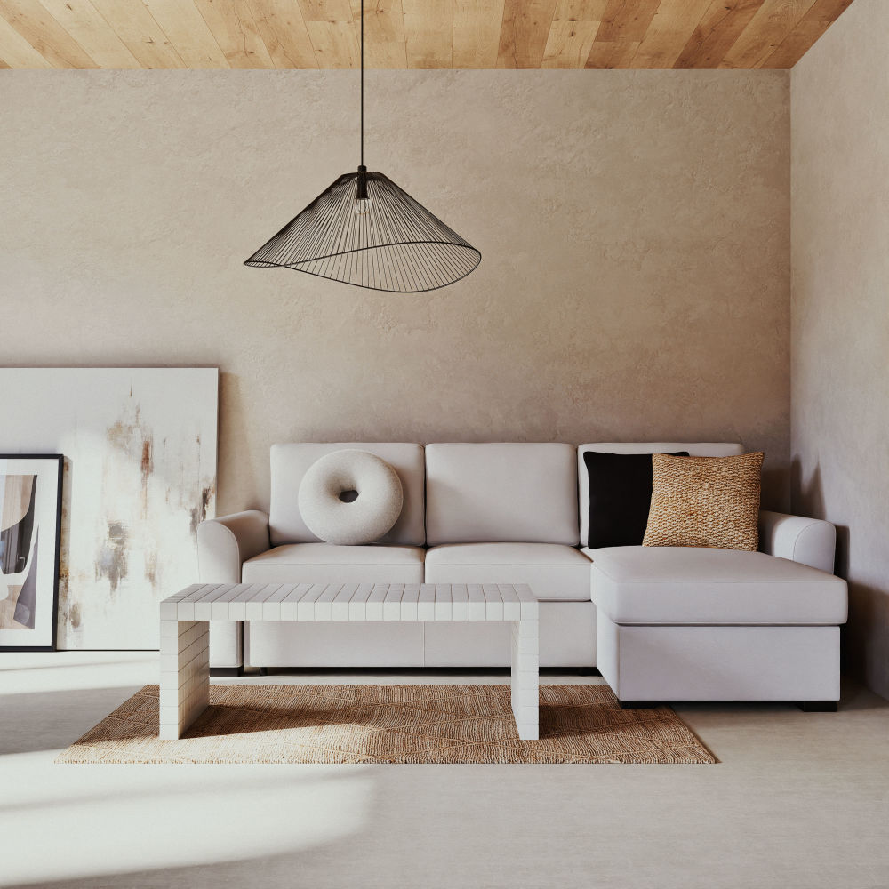 Canapé d'angle convertible Montréal 3/4 places gris clair