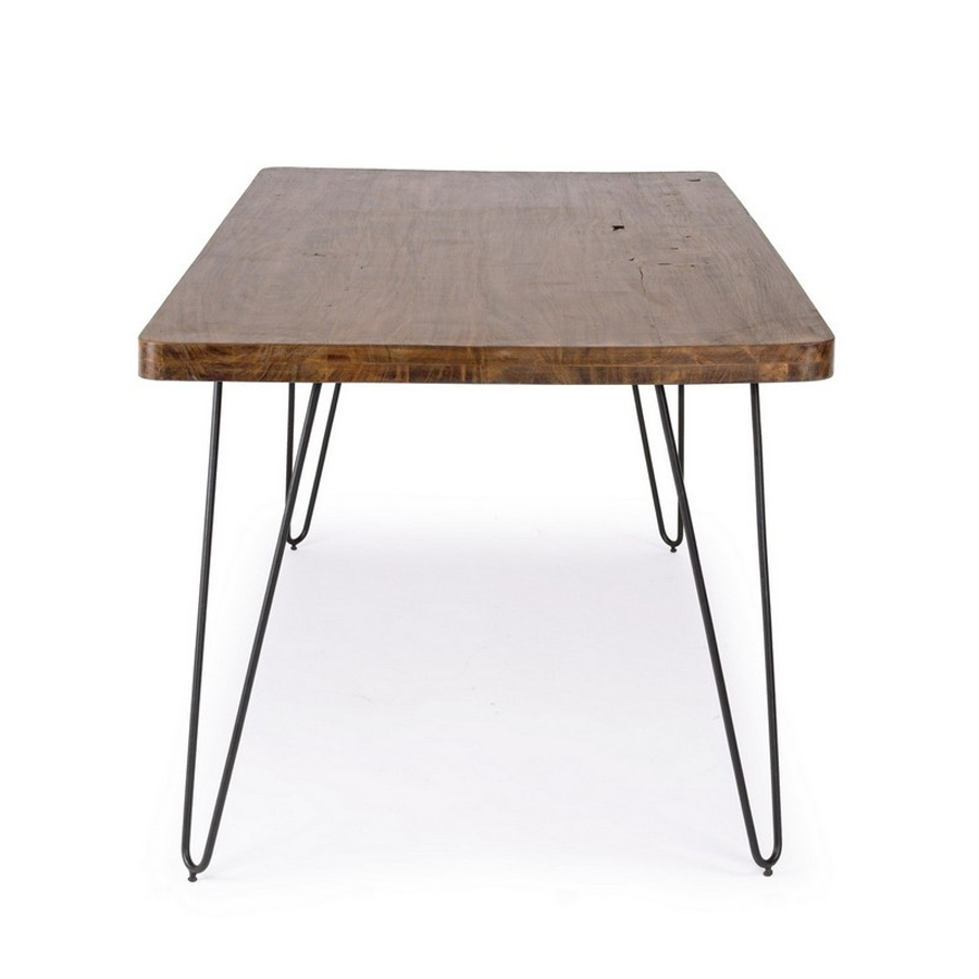 EDGAR - Table à manger en bois massif, pieds en acier noir 175x90