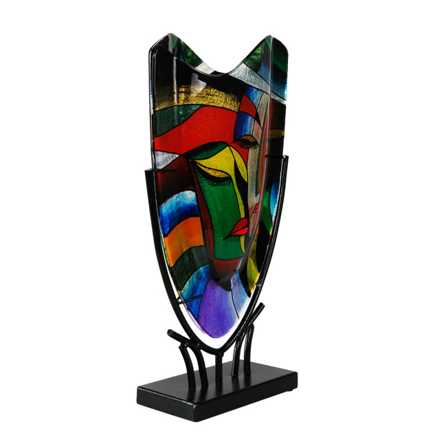 EVA - Vase onde en verre et métal multicolore 22x37 cm