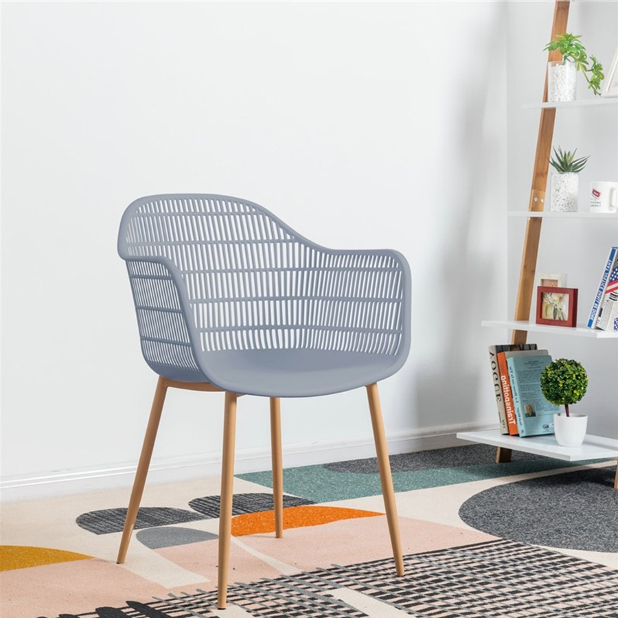 TAMY - Chaise avec accoudoir intérieur /extérieur gris