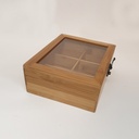 Boîte à thé 6 compartiments en bambou et verre 21 x 7,5 x 17 cm