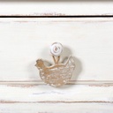 BASSE-COUR - Console 3 tiroirs, 3 paniers blanche