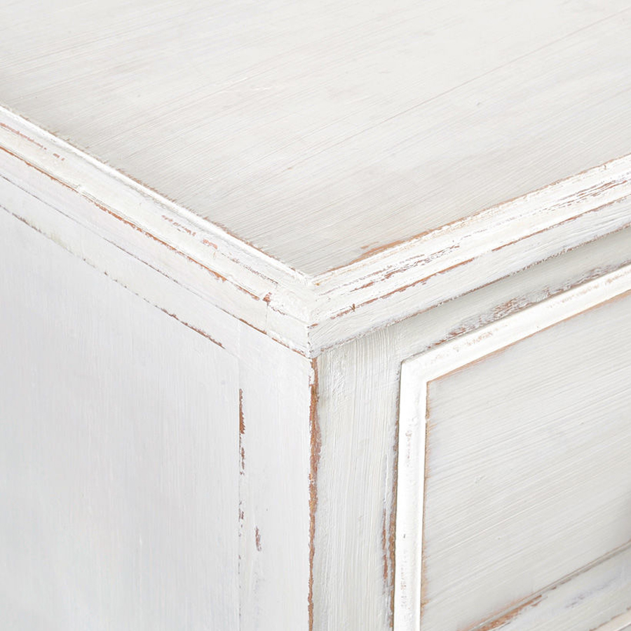 BASSE-COUR - Console 3 tiroirs, 3 paniers blanche
