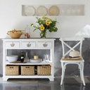 BASSE-COUR - Console 3 tiroirs, 3 paniers blanche