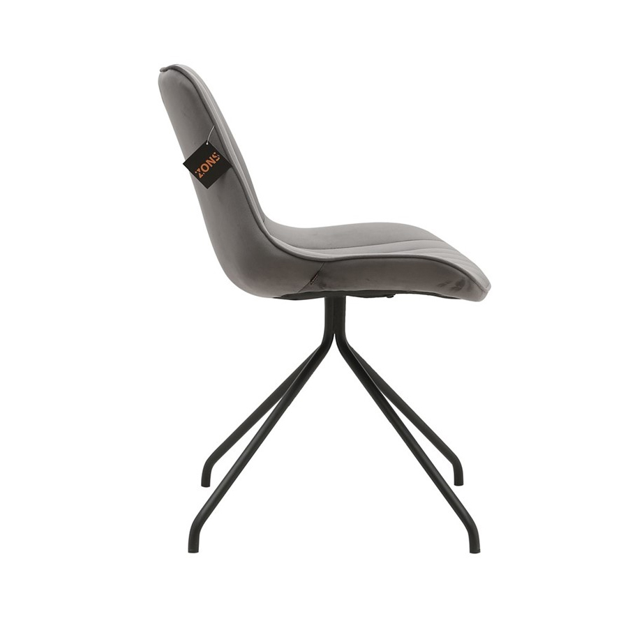 KYLIE - Chaise en velours gris pied en métal noir