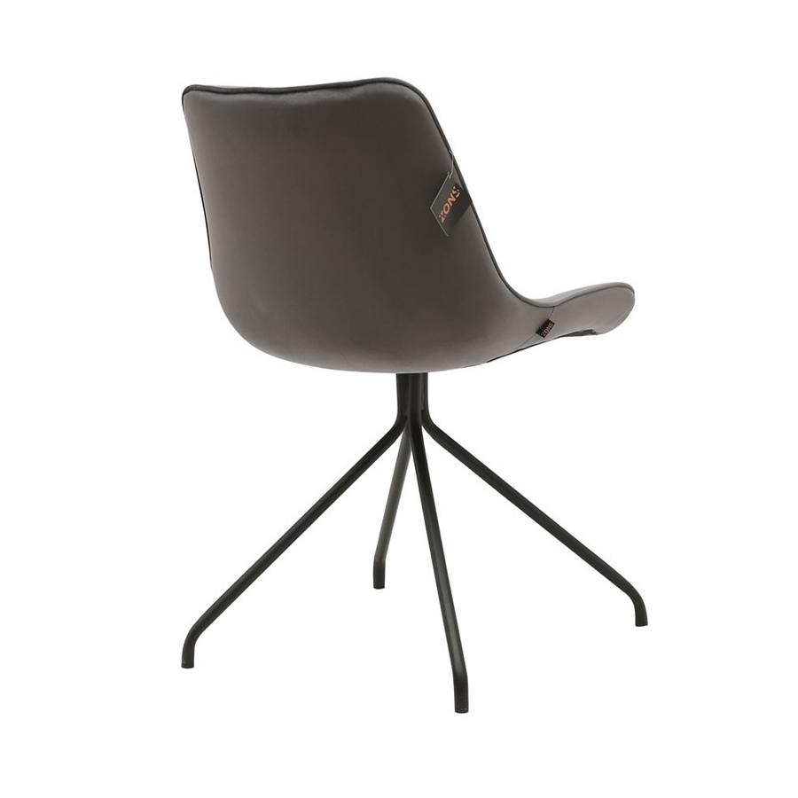 KYLIE - Chaise en velours gris pied en métal noir