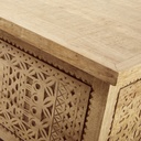 BENARES - Table basse en manguier massif sculpté avec coffre de rangement