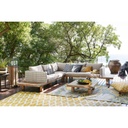 DHATU - Tapis d'extérieur jaune motifs graphiques blancs 140x200