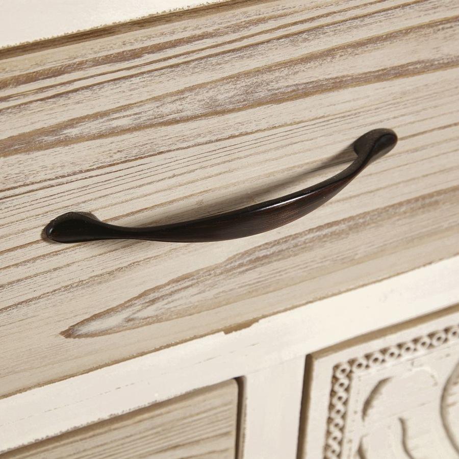 RUMBA - Cabinet de rangement 10 tiroirs en sapin blanc effet vieilli