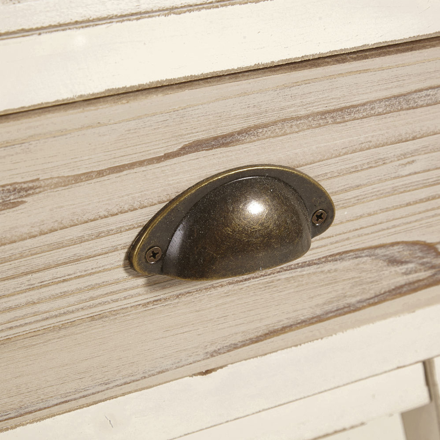 RUMBA - Cabinet de rangement 10 tiroirs en sapin blanc effet vieilli