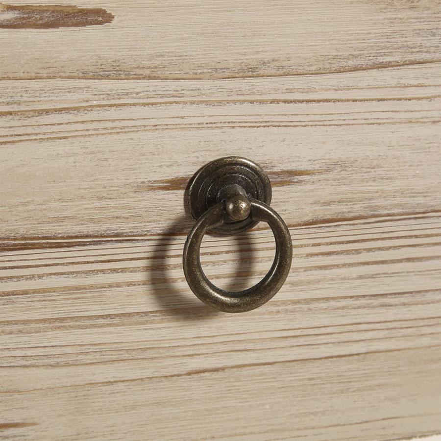 RUMBA - Cabinet de rangement 10 tiroirs en sapin blanc effet vieilli