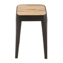 MANUFACTURE - Tabouret professionnel indus en manguier et métal noir H45