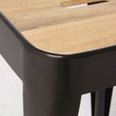 MANUFACTURE - Tabouret professionnel indus en manguier et métal noir H45