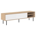 AMPÈRE - Meuble TV Chêne naturel et blanc avec abattant L165x47,9