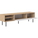 AMPÈRE - Meuble TV Chêne naturel et blanc avec abattant L165x47,9